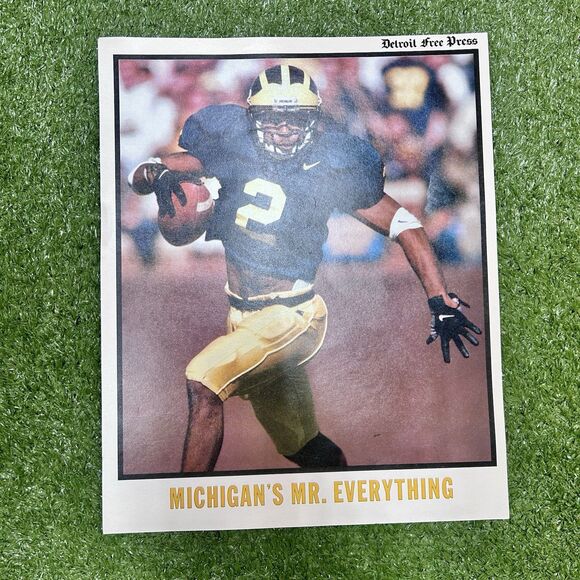 1997 Charles Woodson Detroit Free Press Insert 10x 13 Card Photo - Picture 1 of 4